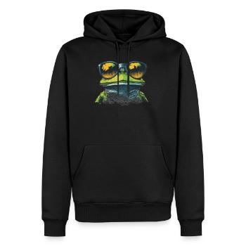 Frosch - Männer Premium Bio Hoodie - Schwarz - Vorne - Nico (187cm)