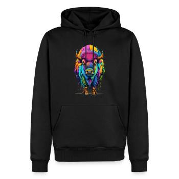 Bison - Men’s Premium Organic Hoodie - black - Front - Nico (187cm)