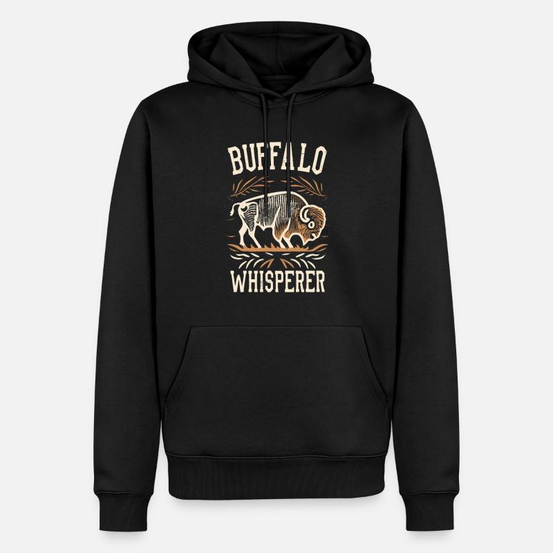 Chuchoteur de bison - Sweat à capuche Premium bio Homme - noir