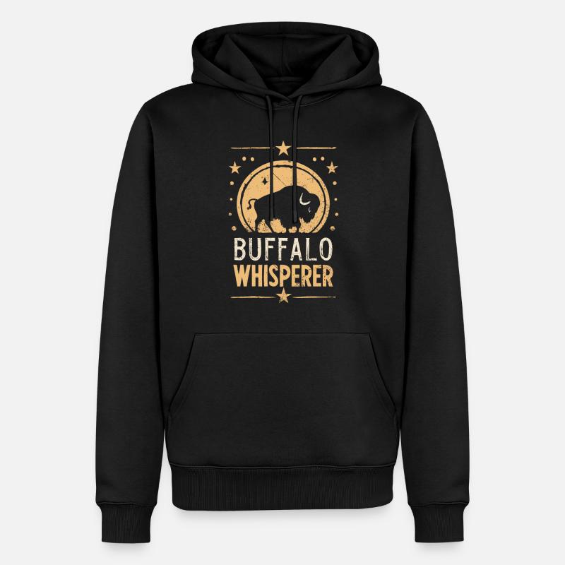 Chuchoteur de bison - Sweat à capuche Premium bio Homme - noir
