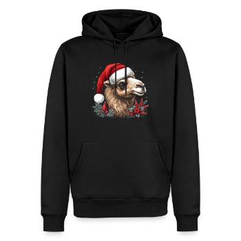 Kamel Weihnachten - Männer Premium Bio Hoodie - Schwarz - Vorne - Nico (187cm)