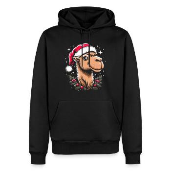 Kamel Weihnachten - Männer Premium Bio Hoodie - Schwarz - Vorne - Nico (187cm)