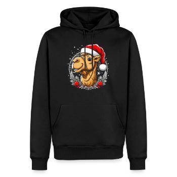 Kamel Weihnachten - Männer Premium Bio Hoodie - Schwarz - Vorne - Nico (187cm)