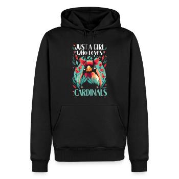 Juste une fille qui aime le cardinal Vogel cardinal rouge - Sweat à capuche Premium bio Homme - noir - Devant - Nico (187cm)
