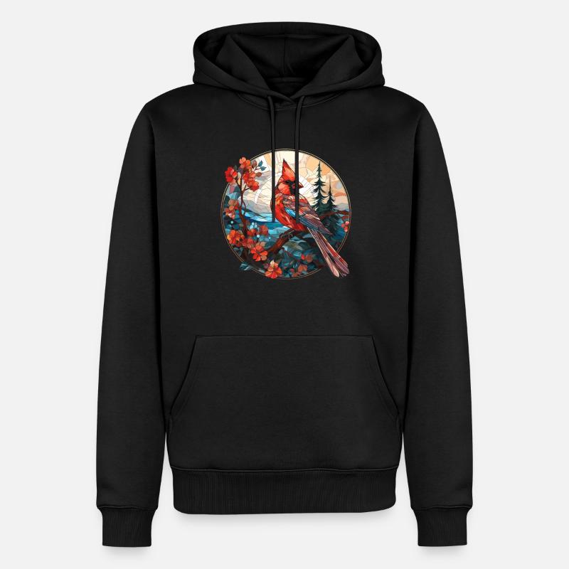 Rotkardinal Kardinal Vogel - Männer Premium Bio Hoodie - Schwarz