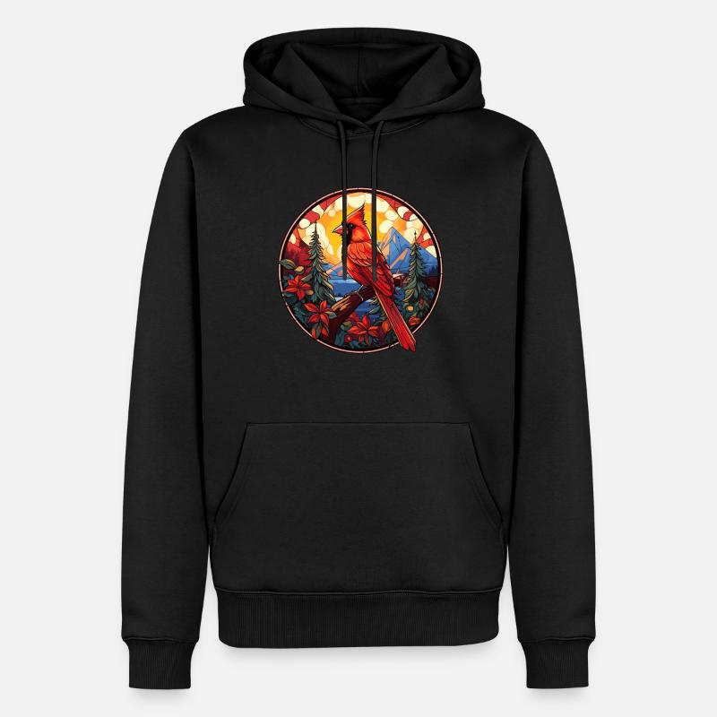 Rotkardinal Kardinal Vogel - Männer Premium Bio Hoodie - Schwarz