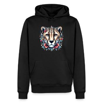 Cheetah Gepard - Männer Premium Bio Hoodie - Schwarz - Vorne - Nico (187cm)