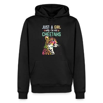 Juste une fille qui aime les guépards Gepard - Sweat à capuche Premium bio Homme - noir - Devant - Nico (187cm)