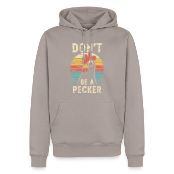 Le poulet ne soit pas un pic - Sweat à capuche Premium bio Homme - taupe - Devant - Nico (187cm)