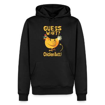 Guess What Chicken Butt - Men’s Premium Organic Hoodie - black - Front - Nico (187cm)