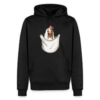 Chicken In Pocket - Men’s Premium Organic Hoodie - black - Front - Nico (187cm)