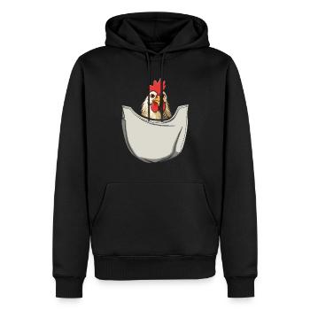 Chicken In Pocket - Men’s Premium Organic Hoodie - black - Front - Nico (187cm)