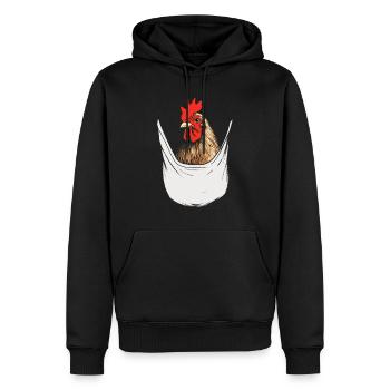 Chicken In Pocket - Men’s Premium Organic Hoodie - black - Front - Nico (187cm)