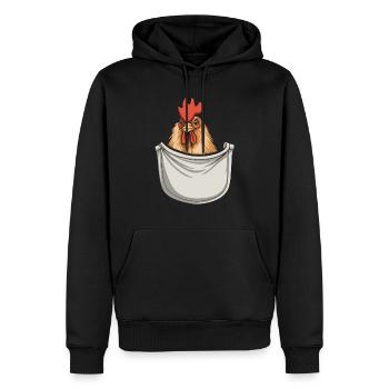 Chicken In Pocket - Men’s Premium Organic Hoodie - black - Front - Nico (187cm)