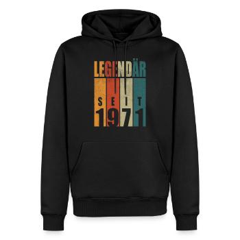Dicton d’anniversaire légendaire depuis 1971 Millésime - Sweat à capuche Premium bio Homme - noir - Devant - Nico (187cm)