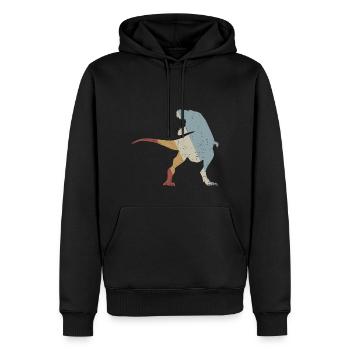 Dinosaure Rétro Style Vintage - Sweat à capuche Premium bio Homme - noir - Devant - Nico (187cm)