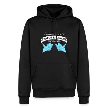 Conception d'origami Kirigami coloré - Sweat à capuche Premium bio Homme - noir - Devant - Nico (187cm)