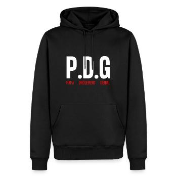 Humour papa génial PDG cadeau papa fête des pères - Sweat à capuche Premium bio Homme - noir - Devant - Nico (187cm)