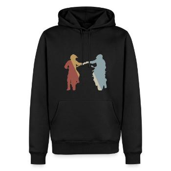 Motorradfahrer Faustgruß Retro Style Vintage - Männer Premium Bio Hoodie - Schwarz - Vorne - Nico (187cm)