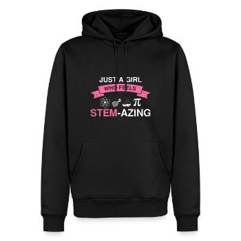 Professorin Steminist Designs für Equality Stem - Männer Premium Bio Hoodie - Schwarz - Vorne - Nico (187cm)