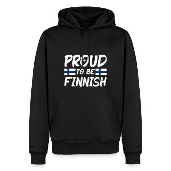 Finlande Drapeau Suomi Drapeau finlandais utilisé Look - Sweat à capuche Premium bio Homme - noir - Devant - Nico (187cm)