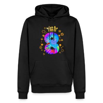 8e anniversaire - Sweat à capuche Premium bio Homme - noir - Devant - Nico (187cm)