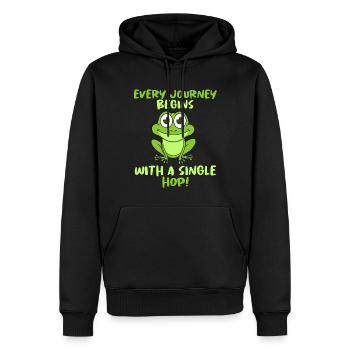 Frosch - Männer Premium Bio Hoodie - Schwarz - Vorne - Nico (187cm)