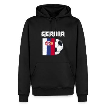 Cadeau drapeau de l’équipe de football de Serbie - Sweat à capuche Premium bio Homme - noir - Devant - Nico (187cm)