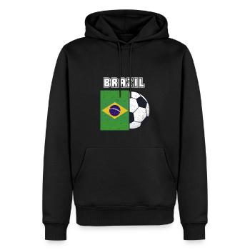 Cadeau du drapeau de l’équipe de football du Brésil - Sweat à capuche Premium bio Homme - noir - Devant - Nico (187cm)