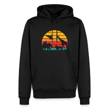 Vintage Retro Sunset Art Of Zoo Wild Animal - Männer Premium Bio Hoodie - Schwarz - Vorne - Nico (187cm)