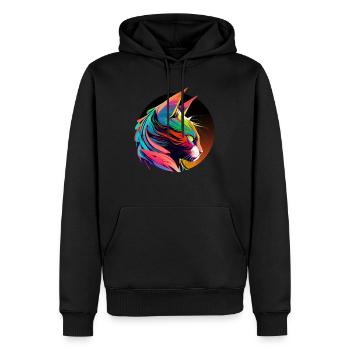 Portrait de chat coloré avec un design polygonal - Sweat à capuche Premium bio Homme - noir - Devant - Nico (187cm)