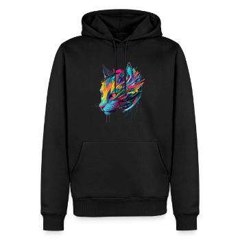 Motif de chat coloré - Sweat à capuche Premium bio Homme - noir - Devant - Nico (187cm)
