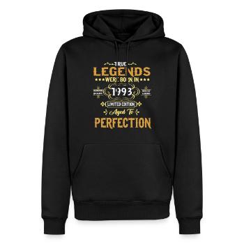 Les légendes sont nées en 1993 - Sweat à capuche Premium bio Homme - noir - Devant - Nico (187cm)