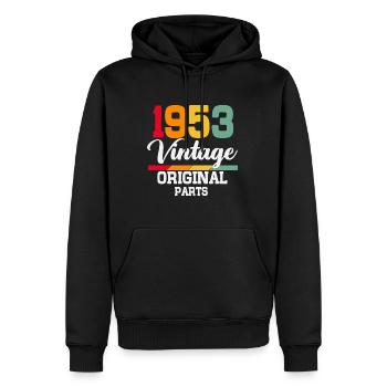 Né en 1953 Vintage Anniversaire Rétro - Sweat à capuche Premium bio Homme - noir - Devant - Nico (187cm)