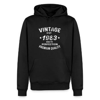 Millésime 1983 né rétro anniversaire - Sweat à capuche Premium bio Homme - noir - Devant - Nico (187cm)