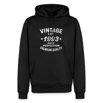 Millésime 1993 né rétro anniversaire - Sweat à capuche Premium bio Homme - noir - Devant - Nico (187cm)