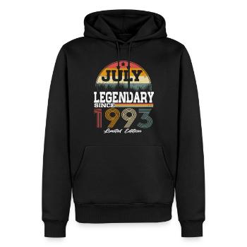 Les légendes sont nées en juillet 1993 - Sweat à capuche Premium bio Homme - noir - Devant - Nico (187cm)