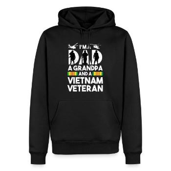 Vétéran du Vietnam - Sweat à capuche Premium bio Homme - noir - Devant - Nico (187cm)