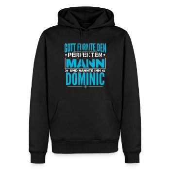 Dominic Name Design - Männer Premium Bio Hoodie - Schwarz - Vorne - Nico (187cm)