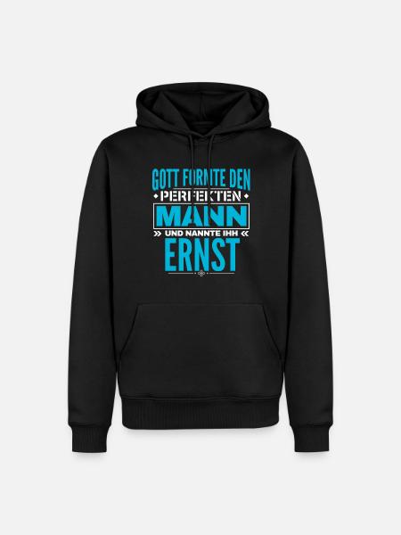 Ernst Name Design - Männer Premium Bio Hoodie - Schwarz