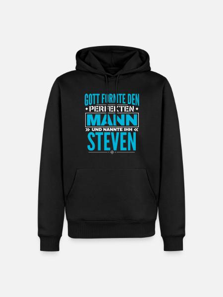 Steven Name Design - Männer Premium Bio Hoodie - Schwarz