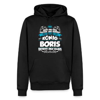 Boris Name Design - Männer Premium Bio Hoodie - Schwarz - Vorne - Nico (187cm)