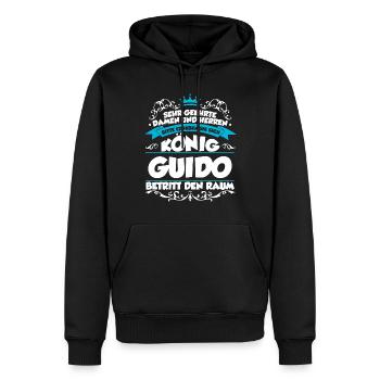 Guido Name Design - Männer Premium Bio Hoodie - Schwarz - Vorne - Nico (187cm)