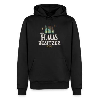 Hausbesitzer 2024 - Männer Premium Bio Hoodie - Schwarz - Vorne - Nico (187cm)