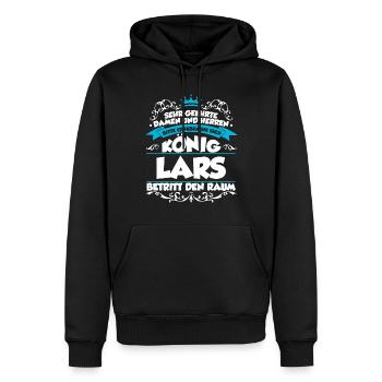 Lars Name Design - Männer Premium Bio Hoodie - Schwarz - Vorne - Nico (187cm)