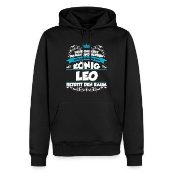 Leo Name Design - Männer Premium Bio Hoodie - Schwarz - Vorne - Nico (187cm)