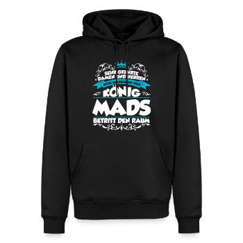 Mads Name Design - Männer Premium Bio Hoodie - Schwarz - Vorne - Nico (187cm)