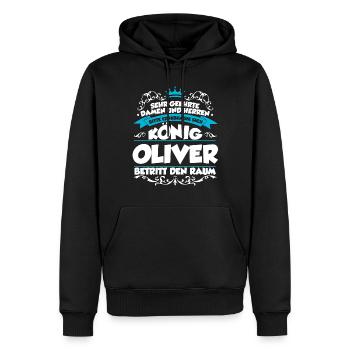 Oliver Name Design - Männer Premium Bio Hoodie - Schwarz - Vorne - Nico (187cm)