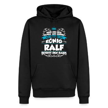 Ralf Name Design - Männer Premium Bio Hoodie - Schwarz - Vorne - Nico (187cm)