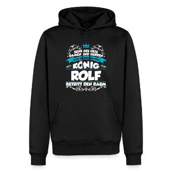 Rolf Name Design - Männer Premium Bio Hoodie - Schwarz - Vorne - Nico (187cm)